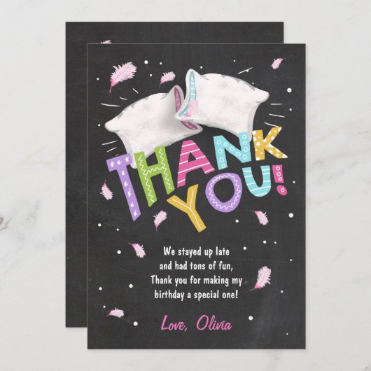 Slumber partij pyjama dank u kaart Sleepover (Voorkant / Achterkant)