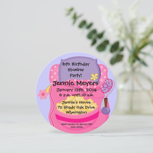 Slumber-partij: uitnodiging (Staand voorkant)