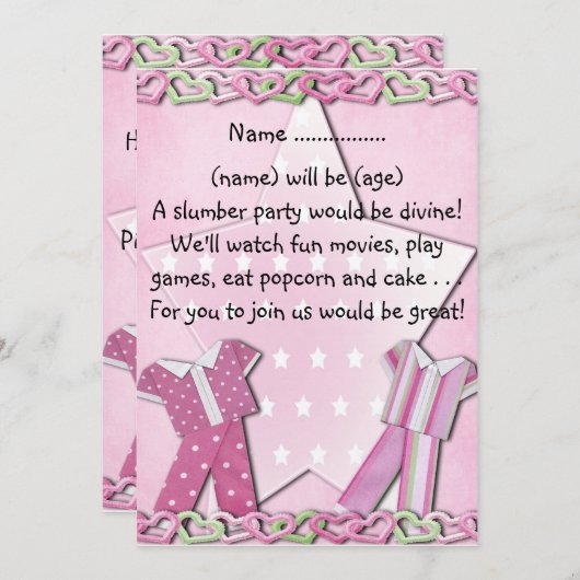 Slumber Partij - Uitnodiging (Voorkant / Achterkant)