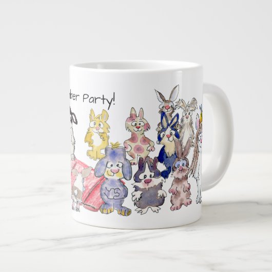 Slumber Party 21 Cartoon Rabbits Large Coffee Mok (Voorkant rechts)