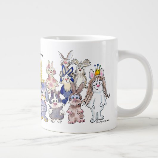 Slumber Party 21 Cartoon Rabbits Large Coffee Mok (Rechts)