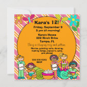 Slumber Party Birthday Gepersonaliseerd uitnodigin Kaart (Achterkant)