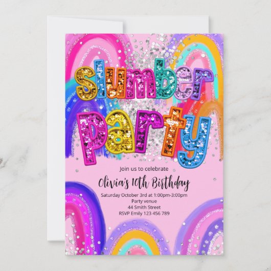 Slumber Party Birthday Invitation Kaart (Voorkant)