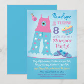 Slumber Party Birthday Invitation Pajama Sleepover Kaart (Voorkant / Achterkant)