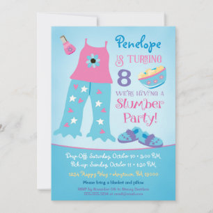 Slumber Party Birthday Invitation Pajama Sleepover Kaart
