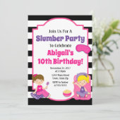 Slumber Party Birthday Invitation Sleepover Kaart (Staand voorkant)