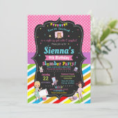 Slumber Party Birthday Invitations Girls Kaart (Staand voorkant)