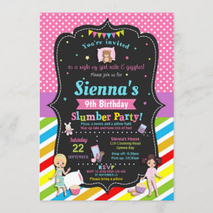 Slumber Party Birthday Invitations Girls Kaart