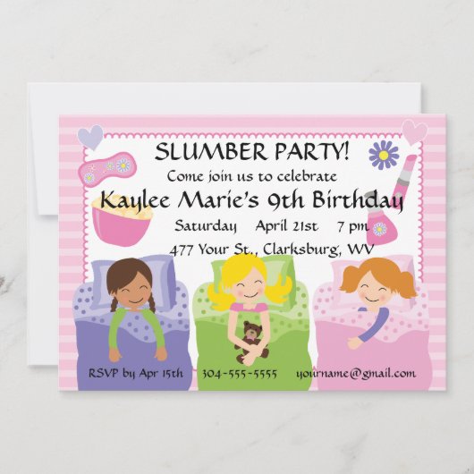 Slumber Party Birthday Kaart (Voorkant)