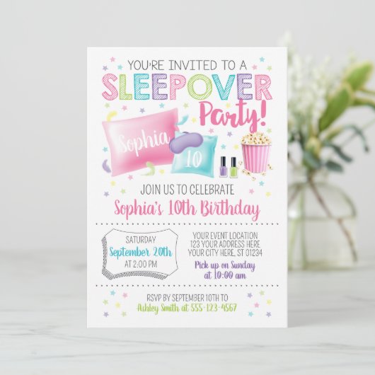 Slumber Party Birthday Kaart (Staand voorkant)