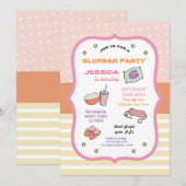 Slumber party Birthday Sleep over PJ Pajama Uitnod Kaart (Voorkant / Achterkant)
