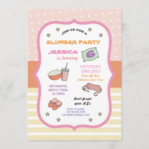 Slumber party Birthday Sleep over PJ Pajama Uitnod Kaart