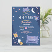 Slumber Party Birthday Sleepover Cute Girls Blue Kaart (Staand voorkant)