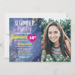 Slumber Party Birthday Tie Dye Fun Foto Kaart