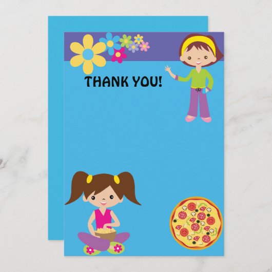 Slumber Party Dank je Bedankkaart (Voorkant / Achterkant)