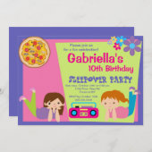 Slumber Party Fun Birthday Uitnodiging (Voorkant / Achterkant)