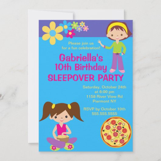 Slumber Party Fun Birthday Uitnodiging (Voorkant)