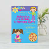 Slumber Party Fun Birthday Uitnodiging (Staand voorkant)