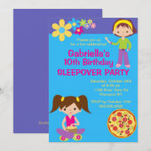 Slumber Party Fun Birthday Uitnodiging (Voorkant / Achterkant)