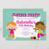 Slumber Party Fun Birthday Uitnodiging (Voorkant / Achterkant)