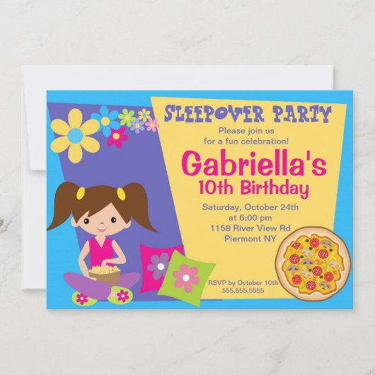 Slumber Party Fun Birthday Uitnodiging (Voorkant)