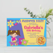 Slumber Party Fun Birthday Uitnodiging (Staand voorkant)