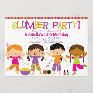 Slumber Party Fun Birthday Uitnodiging