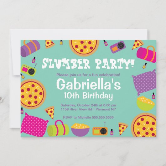 Slumber Party Fun Birthday Uitnodiging (Voorkant)