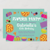 Slumber Party Fun Birthday Uitnodiging (Voorkant / Achterkant)