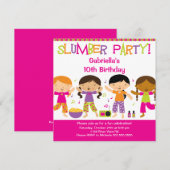 Slumber Party Fun Birthday Uitnodiging (Voorkant / Achterkant)