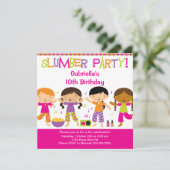 Slumber Party Fun Birthday Uitnodiging (Staand voorkant)