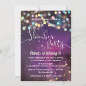 Slumber Party Galaxy String Lights Paarse verjaard Kaart (Voorkant)