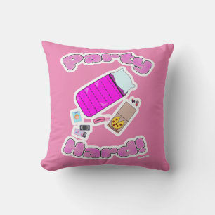 Slumber Party Hard Fun Motto Cartoon Humor Kussen