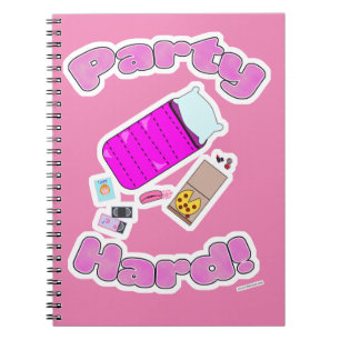 Slumber Party Hard Fun Slogan Cartoon Joy Notitieboek