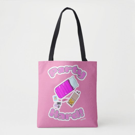 Slumber Party Hard Fun Slogan Cartoon Joy Tote Bag (Voorkant)