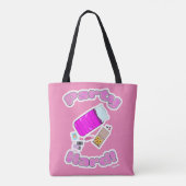 Slumber Party Hard Fun Slogan Cartoon Joy Tote Bag (Achterkant)