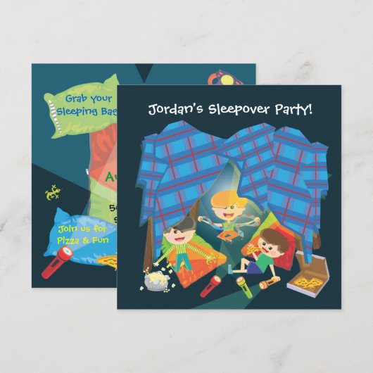 Slumber Party Invitation Kaart (Voorkant / Achterkant)