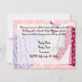 Slumber Party Invitation, Roze en Paarse PJ's Kaart (Achterkant)