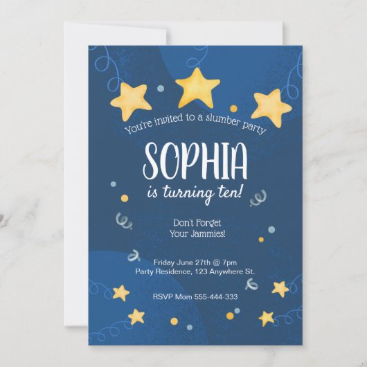 Slumber Party Invitation Sleepover Birthday Kaart (Voorkant)