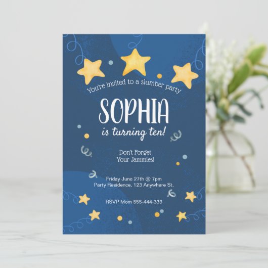 Slumber Party Invitation Sleepover Birthday Kaart (Staand voorkant)