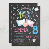 Slumber Party Invitation - SLEEPOVER BIRTHDAY Kaart (Voorkant / Achterkant)