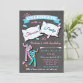 Slumber Party Kussen Vecht Slaap Over Party Uitnod Kaart (Staand voorkant)