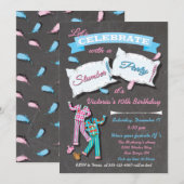 Slumber Party Kussen Vecht Slaap Over Party Uitnod Kaart (Voorkant / Achterkant)