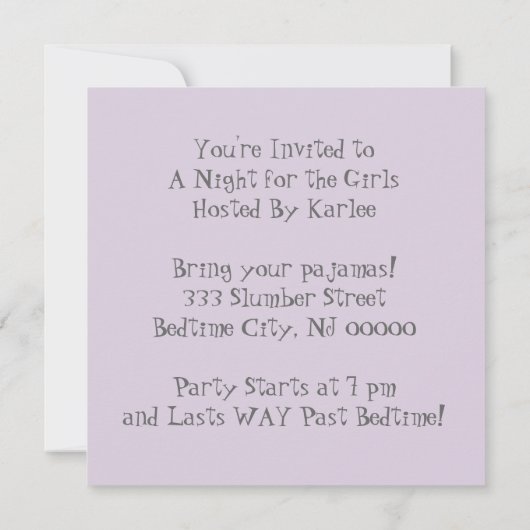 Slumber Party Leuke Tijden Kaart (Achterkant)