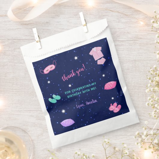 Slumber Party Meisje Roze Paarse Verjaardag Dank u Bedankzakje (Geknipt)