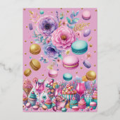 Slumber Party Meisje Verjaardag Roos Goud Folie Uitnodiging (Achterkant)