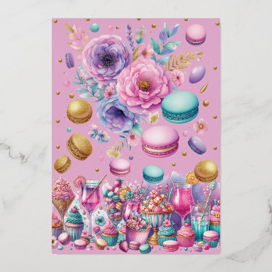 Slumber Party Meisje Verjaardag Roos Goud Folie Uitnodiging (Achterkant)