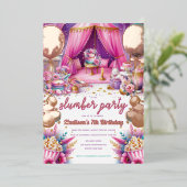 Slumber Party Meisje Verjaardag Roos Goud Folie Uitnodiging (Staand Voorkant)