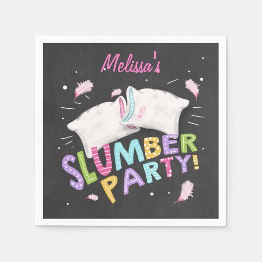 Slumber party Papier Servet Roze Meisje Sleepover (Voorkant)