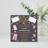 Slumber Party Pillow Fight Birthday Uitnodiging (Staand voorkant)